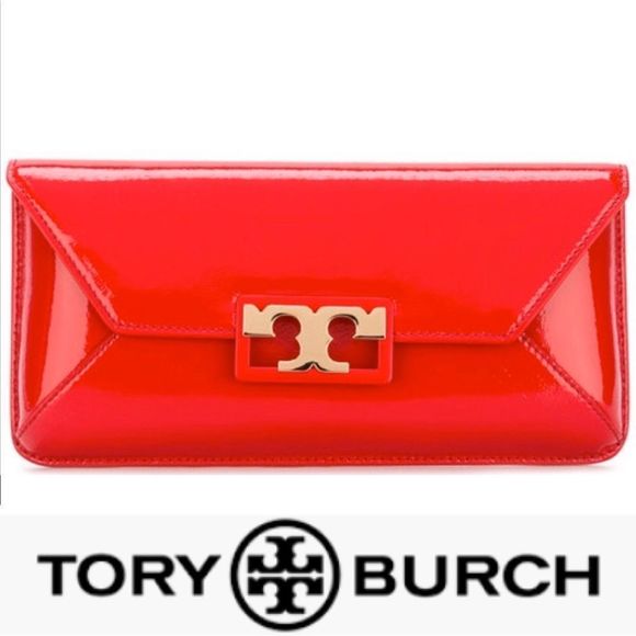🆕 Tory Burch Cherry Apple Patent Leather Clutch 💥 - Picture 1 of 13